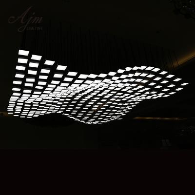 China Post Modern Gym Ceiling Business Pendant Light Customize Decoration Square Black Box Ceiling Lamp With RGB for sale