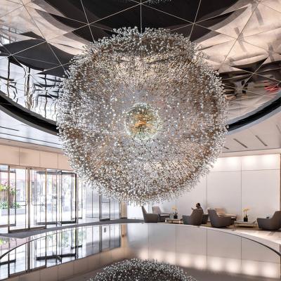 China Creative circular post-modern post-modern fiber optic glass chandelier for hotel engineering for sale