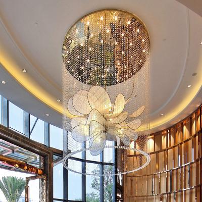 China Hot Selling Customized Viila Designer Lighting Pendant Chandelier Asian Southeast Asia Nordic Ceiling Chrome Crystal Hanging Lights LED for sale