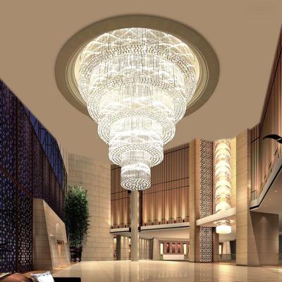 China Contemporary Round Ceiling Lamp Manufacturer Customized Cylinder Chandelier Lighting Hanging Crystal for sale