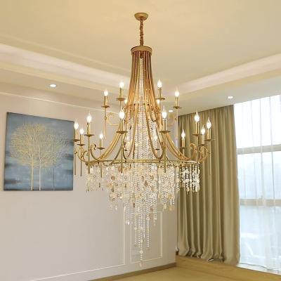 China Modern American Duplex Wedding Staircase Chandelier Romantic Villa Chandelier Crystal Lamp for sale