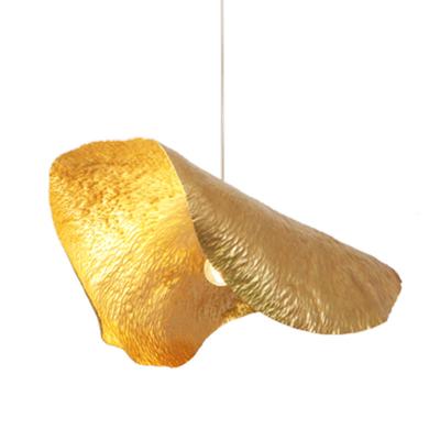 China Customized Gold Contemporary Pendant Light Brass Lotus Leaf Design Chandelier Hotel Room Hotel Room Lighting Restaurant Light Fixture for sale