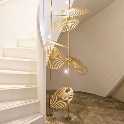 China Customized Gold Round Modern High Structure Brass Floor Light Manufacturer Chandelier for sale