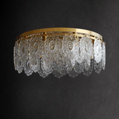 China Modern Brass Modern Pendant Lamp Light Luxury Crystal Ceiling Lamp With Circular Bedroom Book Room Light for sale