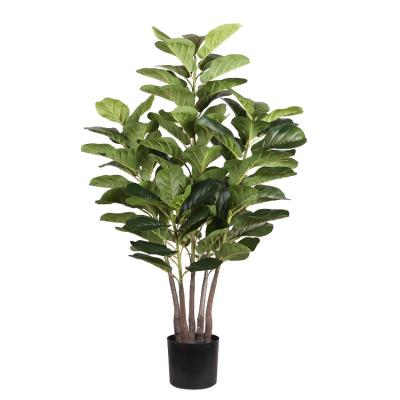 China Large plastic natural plant pot plastic green plant pot large banyan leaf lyre tree pot ficus leaf lyre tree pot for sale