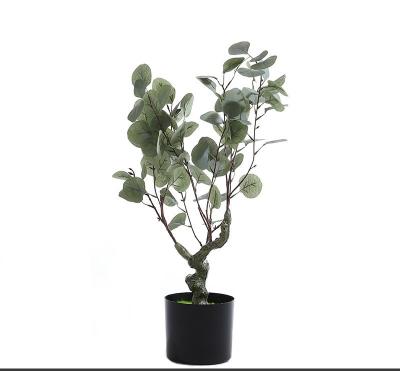 China Simulation Plant Homestay Living Room Floor Decoration Silver Tree Green Ornaments Potted Bonsai Plastic Indoor Fake Eucalyptus Tree for sale