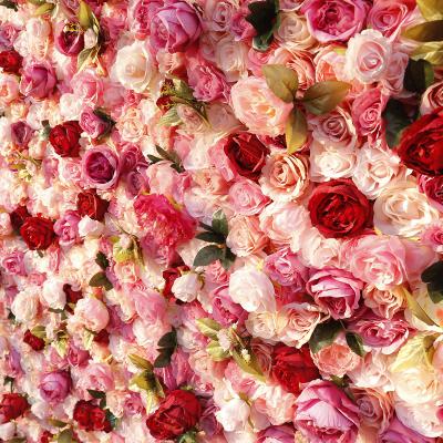 China New Design Silk Rose 3d Flowerwall Elegant Pink Floral Wall Wedding Background For Flower Decoration Flower Row for sale