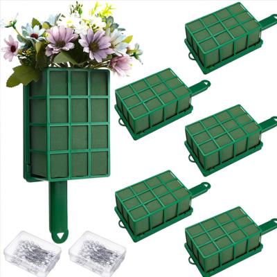 China Plastic Absorbent Sponge Foam Cage Rectangle Floral Wet Flowers Handle Florist Cages Arrangements Fresh Flower Styrofoam Mud for sale