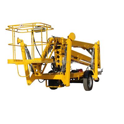 China Aerial Construction Works 14m 16m Diesel Towable Adjust Hydraulic Articulated Aerial Work Platform Boom Lift For Sale for sale