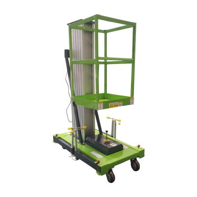 China Manual Man Lift Table Lightweight High Quality Aluminum Alloy Hydraulic Aluminum Single Mast Lift for sale