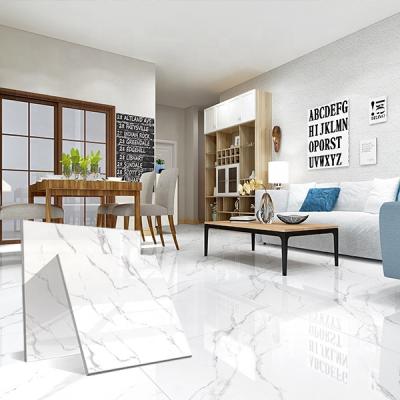 China Modem RAFFO 60X60 High Gloss Carrara White Marble Porcelain Flooring Look Like Tiles for sale