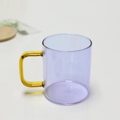 China Viable 300ml Purple Colored Hot Sale Borosilicate Coffee Drinking Tea Milk Cup Single Wall Color Changing Coffee Mug for sale