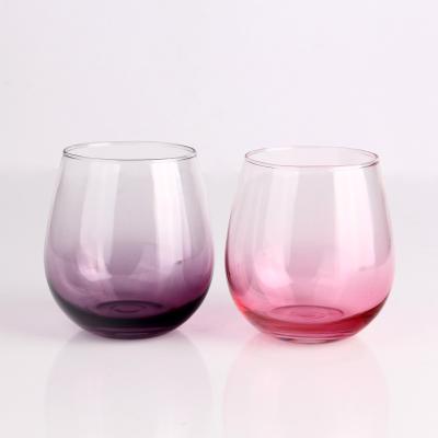 China Custom Made Stemless Lead Free Crystal Colorful Set Machine Made Viable Wine Glass Wine Glass for sale