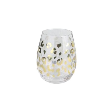 China Wholesale custom printing glass high quality wine glasses viable stemless wine logo stemless wine glass for sale