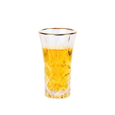 China Viable Custom Colored 2.5 Ounce Liquor Glass With Custom Logo Flared Shot Glasses In Volume for sale