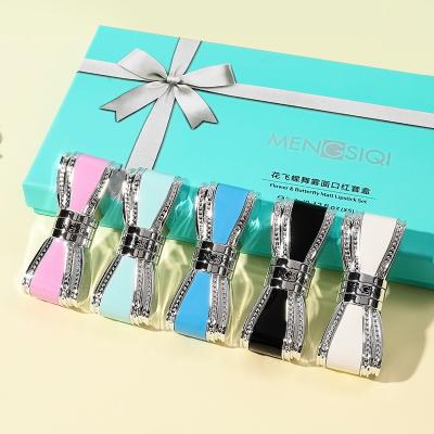 China NEW fashionable modern style rhinestone/butterfly style or empty lipstick leather tube for sale