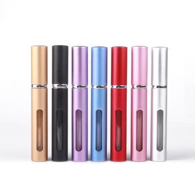 China Mini Pocket Personal Care 5ML Travel Size Aluminum Perfume Atomizer Refillable Empty 5ml Aluminum Perfume Bottle With Pump Spray for sale