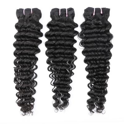 China Double Drawn Deep Wave Hair Bundles 100% Virgin Human Hair Extensions 12A Raw Grade Deep Wave Brazilian Hair for sale