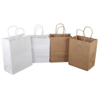 China Recycled Materials Eco - Friendly Takeaway Food Packaging Printed Paper Bags White Paper Bag Kraft Paper Bags for sale