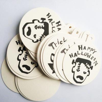 China Sustainable Custom Round Absorbent Paper Drink Coasters With Hanging Hole Coasters for sale