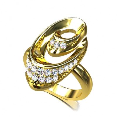 China Real Cute 14k Solid Gold Rings Paved Shinning Yellow Gold Rings Wedding Rings For Women Wholesale Jewelry for sale