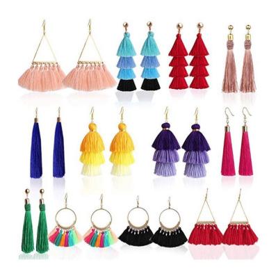 China CLASSIC Earrings Colorful Layered Wire Ball Long Dangle for sale