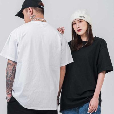 China High Quality Anti-wrinkle Hip Hop Men Drop Shoulder T-shirt Unisex Blank Logo Custom Plain Oversized T-shirts Fashion Streetwear Cotton for sale