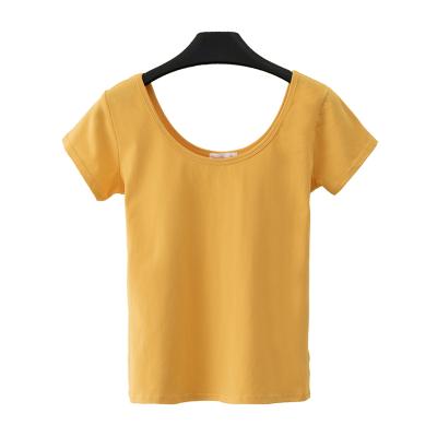 China Wholesale Anti-wrinkle Spring Oversized White Women's Top Tees Cropped Plain T-shirt For Ladies for sale