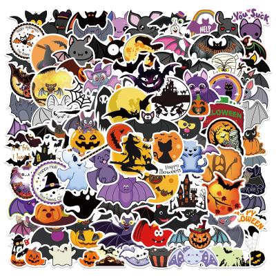 China Waterproof+Eco-friendly 100 Pcs/Bag Ghost Halloween Stickers Waterproof Vinyl Die Cut Bag Sticker For Laptop Luggage Water Bottle for sale