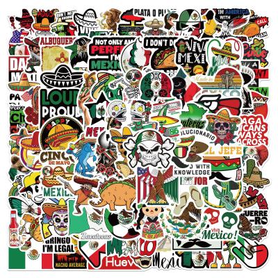 China Waterproof+Eco-friendly 100 Pcs/Bag Popular Design Amazon Waterproof Vinyl Die Cut Shapes Mexican Style Stickers For Laptop Luggage Water Bottle for sale