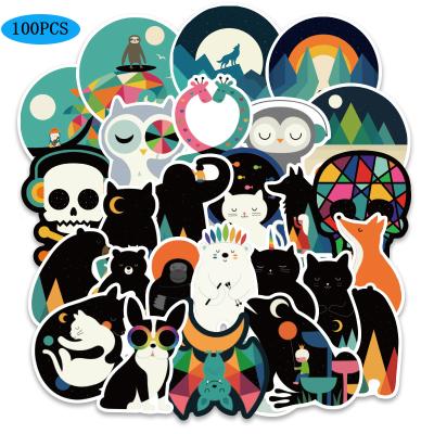 China 100Pcs/pack Custom Colorful Animal Stickers Cartoon Vinyl Sticker Pack Decorative Sticker Supply for sale