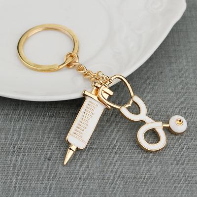 China Gift Syringe Stethoscope Medical Supplies Key Chain Key Chain for Doctors Nurse Jewelry Graduation Gift for sale