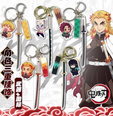 China Wholesale Eco-friendly 21 Colors Anime Demon Slayer Kimetsu No Yaiba Character Acrylic Pendant Key Chain for sale