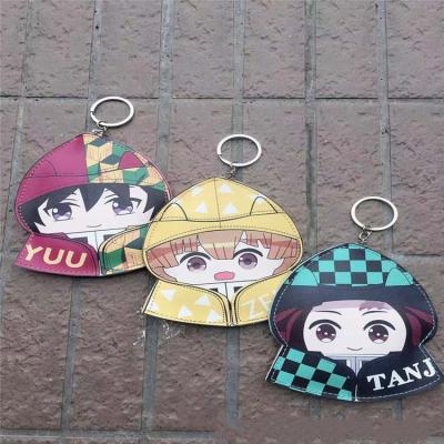 China Fashion Design 3 Design Factory Price PU Coin Purse Anime Demon Slayer Key Case Key Holder Leather Wallet for sale