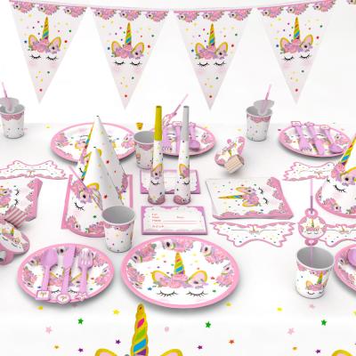 China Birthday Decoration Kids Birthday Party Decorations Unicorn Party Supplies 16 Pcs Per Set Unicorn Theme Party Decorations for sale