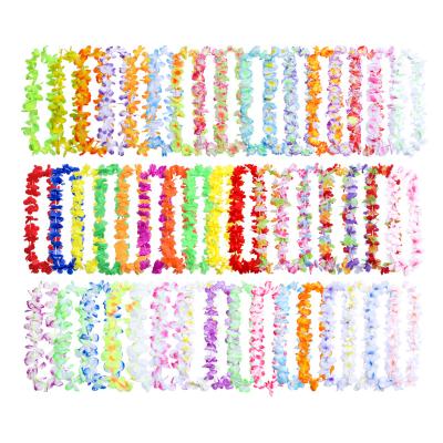 China Factory Wholesale 50PCS100PCS Hawaii Colorful Polynesian Dance Flower Leis Beach Holiday Party Favor Decor SUMEER 001 for sale