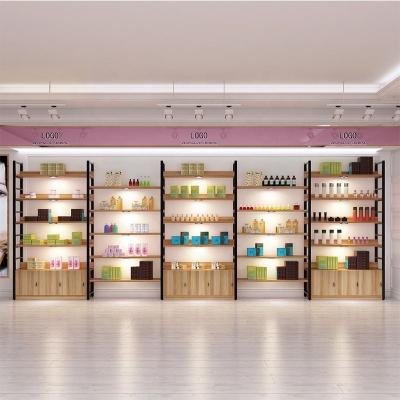 China Easy Installation Customized Wall Store Shelves Mall Display Storage Racks Retail Store Furniture Showcase Stands Cabinets for sale