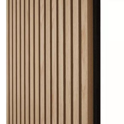 China Eco-friendly Polyester Acoustic board Wall Veneer Panel Oak Slat Wooden Acoustic Panels for sale