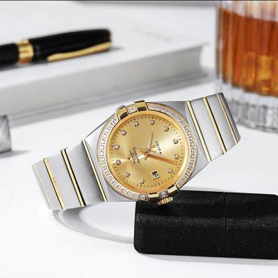 China Classic OEM Diamond Waterproof Men's Quartz Watch Old Fashion Water Resistant And Elegant Gold Luxury Wristwatch OME Waterproof Japanese Movement for sale