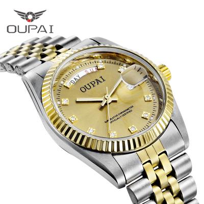 China OEM fashion quartz watch men day/date old waterproof with automatic calendar stainless steel watch business fashion for sale