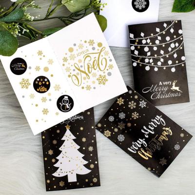 China China Gold Foil Happy New Year Christmas Gift Card Luxury Hot Stamping Gold Foil Holiday Custom Black Card With Logo for sale