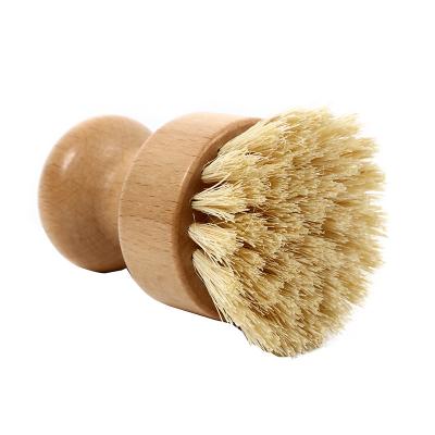 China New Design Beech Handle Joint Sisal Creative Short Creative Sisal Brush Round Dish Decontamination Cleaning Pot Bowl Brush Dish Pot Round Brush for sale