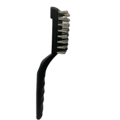 China Hot Sale Easily Cleaned BBQ Grill Cleaning Brush with Scraper Brush with Softcoating Handle Stainless Steel Brush for sale