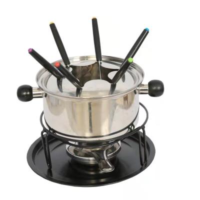 China New viable hot sale chocolate fondue fountain melting stainless steel chocolate fondue pots with stainless steel forks for sale