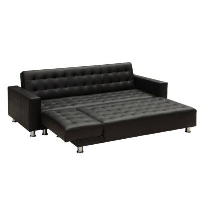 China European Style L Shape Corner Black PU SOFA BED Living Room Furniture Sofa Bed for sale