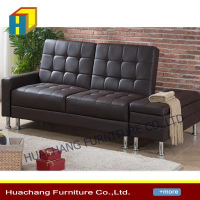 China SOFA BED Faux PU Leather Tufted Sofa Bed With Footstool And Storage for sale