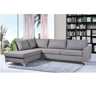 China Modern Fashion L Shape Gray Velvet Fabric Living Room Corner Sofa American Style Sectional Sofa for sale