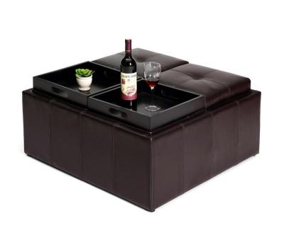 China Stool home & Whole Sale Modern Ottoman Storage Square Synthetic Leather Stool for sale