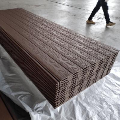 China Modern Ready Cargo 1000m2 Red Brown Color 3D Embossed WPC Wall Cladding 157*21mm for sale