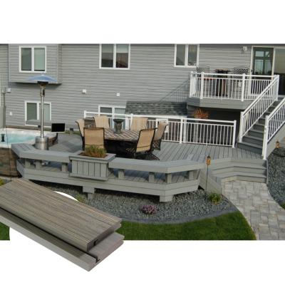 China Modern Terrace Flooring Covered Board Wood WPC Bullnose Plastic Composite Decking Flooring for sale